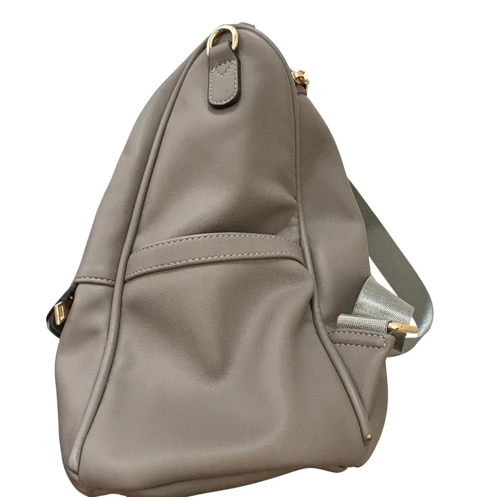 Cluci Gray Backpack Purse Convertible Shoulder‎ Bag Handbag Faux Leather